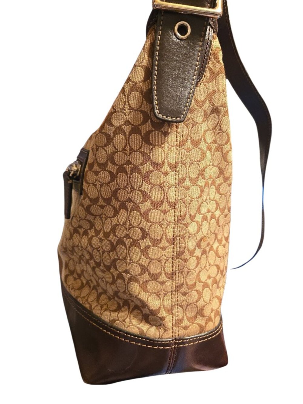 Coach Legacy 19918 Vintage Signature Shoulder Bag - Tan/Brown Jacquard & Leather - Picture 8 of 13